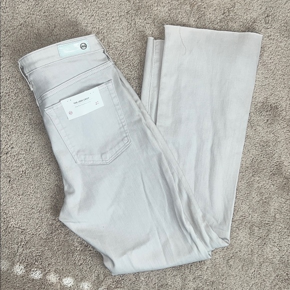 AG "THE JODI CROP" High Rise Slim Flare Crop Jeans Pants Ivory Off White Size 27 - Picture 1 of 8